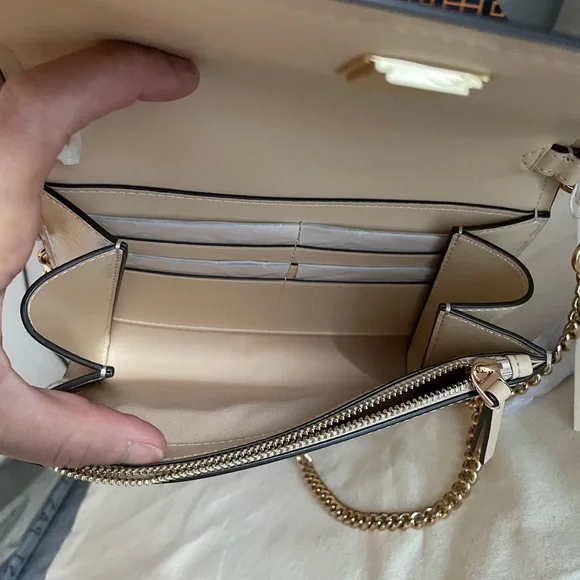 New, Emerson patent chain wallet crossbody soft serve color